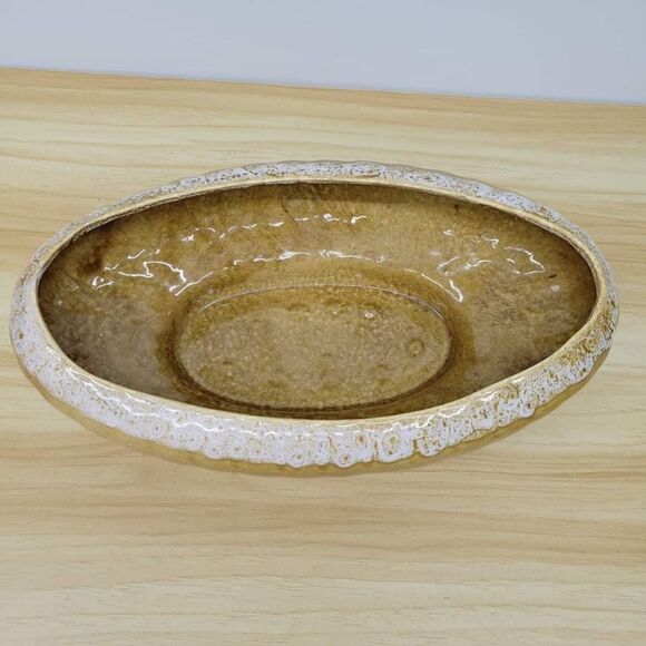 MCM Golden Brown & Cream Drip Glazed Large Planter Pot - Picture 6 of 11